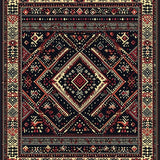 Ultra Soft Area Rug, Non Slip, Stain Resistant, Washable Area Rugs for Living Room, Bedroom, Rustic Geometric Black and White Design(Black)