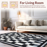 Ultra Soft Area Rug, Non Slip, Stain Resistant, Washable Area Rugs for Living Room, Bedroom, Graphic Checkered Patio Rug Modern Floor Covering(Black)
