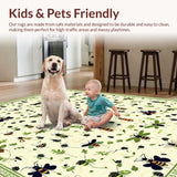 Ultra Soft Area Rug, Non Slip, Stain Resistant, Washable Area Rugs for Living Room, Bedroom, Whimsical Insect Motif Accent(Beige)