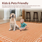 Ultra Soft Area Rug, Non Slip, Stain Resistant, Washable Area Rugs for Living Room, Bedroom, Cozy Textured Ogee Design(Orange)
