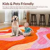 Ultra Soft Area Rug, Non Slip, Stain Resistant, Washable Area Rugs for Living Room, Bedroom, Eclectic Orange and Pink Fusion(Orange)