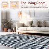 Ultra Soft Area Rug, Non Slip, Stain Resistant, Washable Area Rugs for Living Room, Bedroom, Modern Black and White Checkered Kitchen Rug(Black)