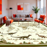 Beige Dinosaur with Classic World Map Design and Earth Tones(Brown)