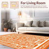 Ultra Soft Area Rug, Non Slip, Stain Resistant, Washable Area Rugs for Living Room, Bedroom, Sophisticated Soft Cream Trellis Style(Orange)