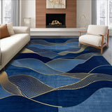 Ultra Soft Area Rug, Non Slip, Stain Resistant, Washable Area Rugs for Living Room, Bedroom, Rustic Soft Organic Forms(Blue)