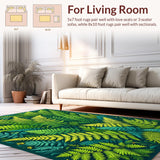 Ultra Soft Area Rug, Non Slip, Stain Resistant, Washable Area Rugs for Living Room, Bedroom, Charming Irregular Plant Motif(Green)