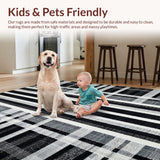 Ultra Soft Area Rug, Non Slip, Stain Resistant, Washable Area Rugs for Living Room, Bedroom, Layered Doorstep Rug with Artistic Stripe Harmony and Modern Geometric Flair(Black)