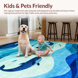 Ultra Soft Area Rug, Non Slip, Stain Resistant, Washable Area Rugs for Living Room, Bedroom, Delightful Cartoonish Marine Artwork(Blue)