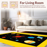 Ultra Soft Area Rug, Non Slip, Stain Resistant, Washable Area Rugs for Living Room, Bedroom, Whimsical Celestial Scene Decor(Yellow)