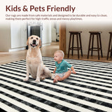 Ultra Soft Area Rug, Non Slip, Stain Resistant, Washable Area Rugs for Living Room, Bedroom, Classic Checkered Indoor Rug(Black)
