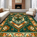 Ultra Soft Area Rug, Non Slip, Stain Resistant, Washable Area Rugs for Living Room, Bedroom, Artistic Green Jungle Vibes(Orange)