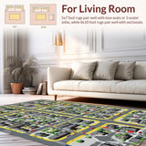 Ultra Soft Area Rug, Non Slip, Stain Resistant, Washable Area Rugs for Living Room, Bedroom, Brightly Illustrated Urban Exploration(Gray)