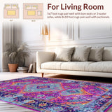 Ultra Soft Area Rug, Non Slip, Stain Resistant, Washable Area Rugs for Living Room, Bedroom, Bold Modern Geometric Layout(Purple)