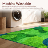 Lush Green Textured Moss Motif(Green)