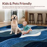 Ultra Soft Area Rug, Non Slip, Stain Resistant, Washable Area Rugs for Living Room, Bedroom, Rustic Textured Ocean Blue Design(Blue)