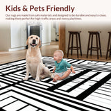 Ultra Soft Area Rug, Non Slip, Stain Resistant, Washable Area Rugs for Living Room, Bedroom, Chic Zebra Crossing Modern Black And White Patterned Rug(Black)