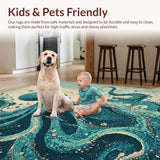 Ultra Soft Area Rug, Non Slip, Stain Resistant, Washable Area Rugs for Living Room, Bedroom, Elegant Octopus Rug with Fluid Tentacle Motif for Stylish Home Decor(Blue)