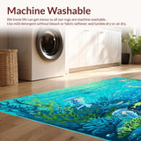 Ultra Soft Area Rug, Non Slip, Stain Resistant, Washable Area Rugs for Living Room, Bedroom, Under the Sea Adventure Ocean Themed Round Carpet(Blue)