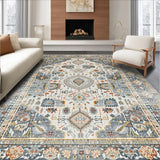 Ultra Soft Area Rug, Non Slip, Stain Resistant, Washable Area Rugs for Living Room, Bedroom, Traditional Vintage Damask Pattern(Gray)