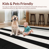 Ultra Soft Area Rug, Non Slip, Stain Resistant, Washable Area Rugs for Living Room, Bedroom, Designer Dual-Tone Horizontal Lined Rug with Geometric Precision(Black)