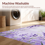 Ultra Soft Area Rug, Non Slip, Stain Resistant, Washable Area Rugs for Living Room, Bedroom, Whimsical Lavender Nature Motif(Purple)