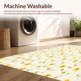 Ultra Soft Area Rug, Non Slip, Stain Resistant, Washable Area Rugs for Living Room, Bedroom, Charming Daisy Bloom Non Slip Flower Area Whimsical Floral(Beige)
