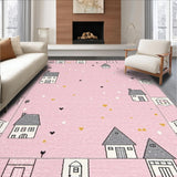 Ultra Soft Area Rug, Non Slip, Stain Resistant, Washable Area Rugs for Living Room, Bedroom, Bright Cheerful Interactive Design(Pink)
