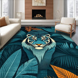 Ultra Soft Area Rug, Non Slip, Stain Resistant, Washable Area Rugs for Living Room, Bedroom, Rustic Animal Print with Orange Hues(Blue)