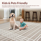 Ultra Soft Area Rug, Non Slip, Stain Resistant, Washable Area Rugs for Living Room, Bedroom, Elegant Earthy Border Design(Beige)
