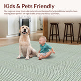 Ultra Soft Area Rug, Non Slip, Stain Resistant, Washable Area Rugs for Living Room, Bedroom, Subtle Earthy Trellis Pattern(Gray)