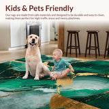 Ultra Soft Area Rug, Non Slip, Stain Resistant, Washable Area Rugs for Living Room, Bedroom, Vibrant Green and Gold Artistic Vibes(Green)