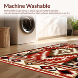 Ultra Soft Area Rug, Non Slip, Stain Resistant, Washable Area Rugs for Living Room, Bedroom, Southwest Inspired Geometric Elegance(Red)