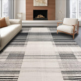 Ultra Soft Area Rug, Non Slip, Stain Resistant, Washable Area Rugs for Living Room, Bedroom, Black and White Linear Patterned Rug, Non Slip Absorbent Design(Black)