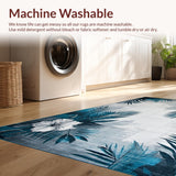 Ultra Soft Area Rug, Non Slip, Stain Resistant, Washable Area Rugs for Living Room, Bedroom, Elegant Gray Blue Floral Vibes(Gray)