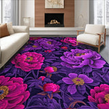Ultra Soft Area Rug, Non Slip, Stain Resistant, Washable Area Rugs for Living Room, Bedroom, Whimsical Bright Flower Arrangement(Purple)