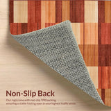 Ultra Soft Area Rug, Non Slip, Stain Resistant, Washable Area Rugs for Living Room, Bedroom, Golden Grove Patchwork Area with Rustic Red and Orange Geometric Blocks(Brown)