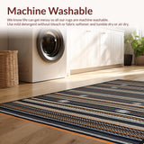 Ultra Soft Area Rug, Non Slip, Stain Resistant, Washable Area Rugs for Living Room, Bedroom, Minimalist Black and White Stripes(Black)