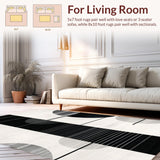 Ultra Soft Area Rug, Non Slip, Stain Resistant, Washable Area Rugs for Living Room, Bedroom, Sophisticated Toned Monochrome Theme(Black)