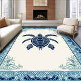 Ultra Soft Area Rug, Non Slip, Stain Resistant, Washable Area Rugs for Living Room, Bedroom, Playful Turtle Graphic Detail(White)
