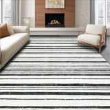 Ultra Soft Area Rug, Non Slip, Stain Resistant, Washable Area Rugs for Living Room, Bedroom, Washable Black and White Stripe Outdoor Rug(Black)