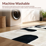 Ultra Soft Area Rug, Non Slip, Stain Resistant, Washable Area Rugs for Living Room, Bedroom, Neutral Ivory Black Carpet for Minimalist High Traffic Spaces(Black)