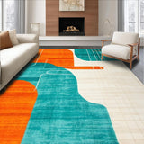 Ultra Soft Area Rug, Non Slip, Stain Resistant, Washable Area Rugs for Living Room, Bedroom, Contemporary Arch Motif(Orange)