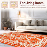 Ultra Soft Area Rug, Non Slip, Stain Resistant, Washable Area Rugs for Living Room, Bedroom, Chic Earthy Toned Swirl Aesthetics(Orange)