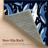 Ultra Soft Area Rug, Non Slip, Stain Resistant, Washable Area Rugs for Living Room, Bedroom, Whimsical Marine Animal Motif(Blue)