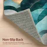 Ultra Soft Area Rug, Non Slip, Stain Resistant, Washable Area Rugs for Living Room, Bedroom, Tidal Mosaic Rug with Modern Coastal Geometry and Flowing Seafoam Patterns(Blue)