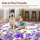 Ultra Soft Area Rug, Non Slip, Stain Resistant, Washable Area Rugs for Living Room, Bedroom, Vivid Pastoral Leaf Motif(Purple)