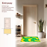 Ultra Soft Area Rug, Non Slip, Stain Resistant, Washable Area Rugs for Living Room, Bedroom, Charming Whimsical Fruit Illustration(Green)