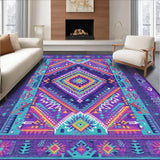 Ultra Soft Area Rug, Non Slip, Stain Resistant, Washable Area Rugs for Living Room, Bedroom, Bright Eclectic Round Tapestry(Purple)