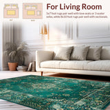 Ultra Soft Area Rug, Non Slip, Stain Resistant, Washable Area Rugs for Living Room, Bedroom, Eclectic Green Tinted Elegance(Blue)