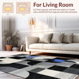 Ultra Soft Area Rug, Non Slip, Stain Resistant, Washable Area Rugs for Living Room, Bedroom, Sophisticated Black and White Aesthetic(Black)